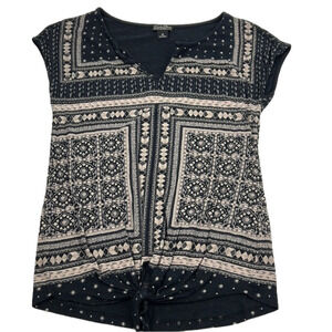 Lucky Brand Sleeveless Black Graphic Top